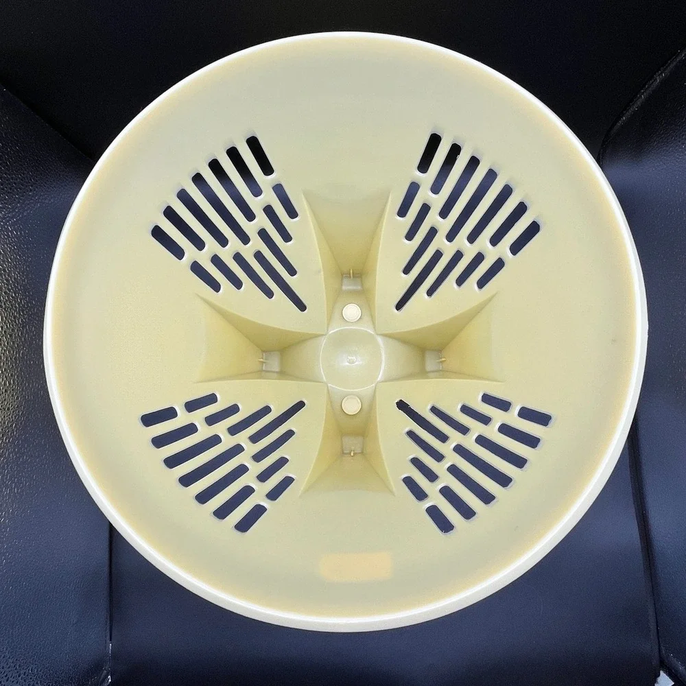 Vtg Butter Yellow Plastic Slotted Wastebasket Pedestal Base Garbage Israel 13